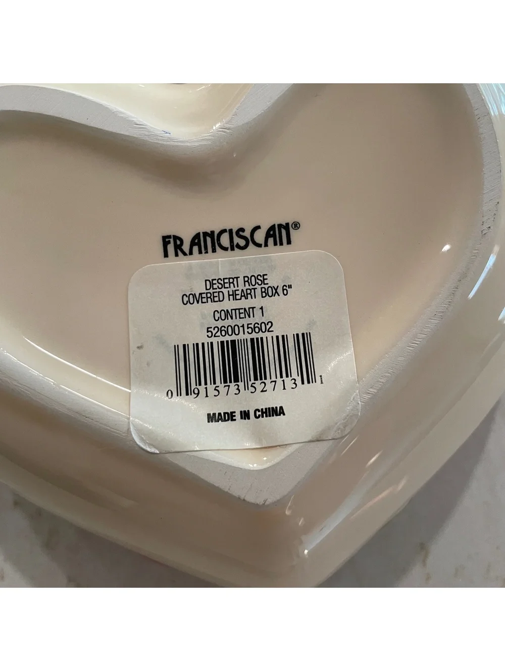 Franciscan Desert Rose covered heart box
